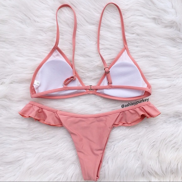 ❤️CLEARANCE❤️ Peach ruffled cheeky bikini set - Picture 3 of 5